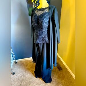 3 pc navy blue evening pantsuit size 18W